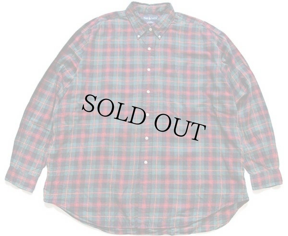 画像1: 90s ラルフローレン タータンチェック ボタンダウン コットンシャツ XXL★特大 (1)
