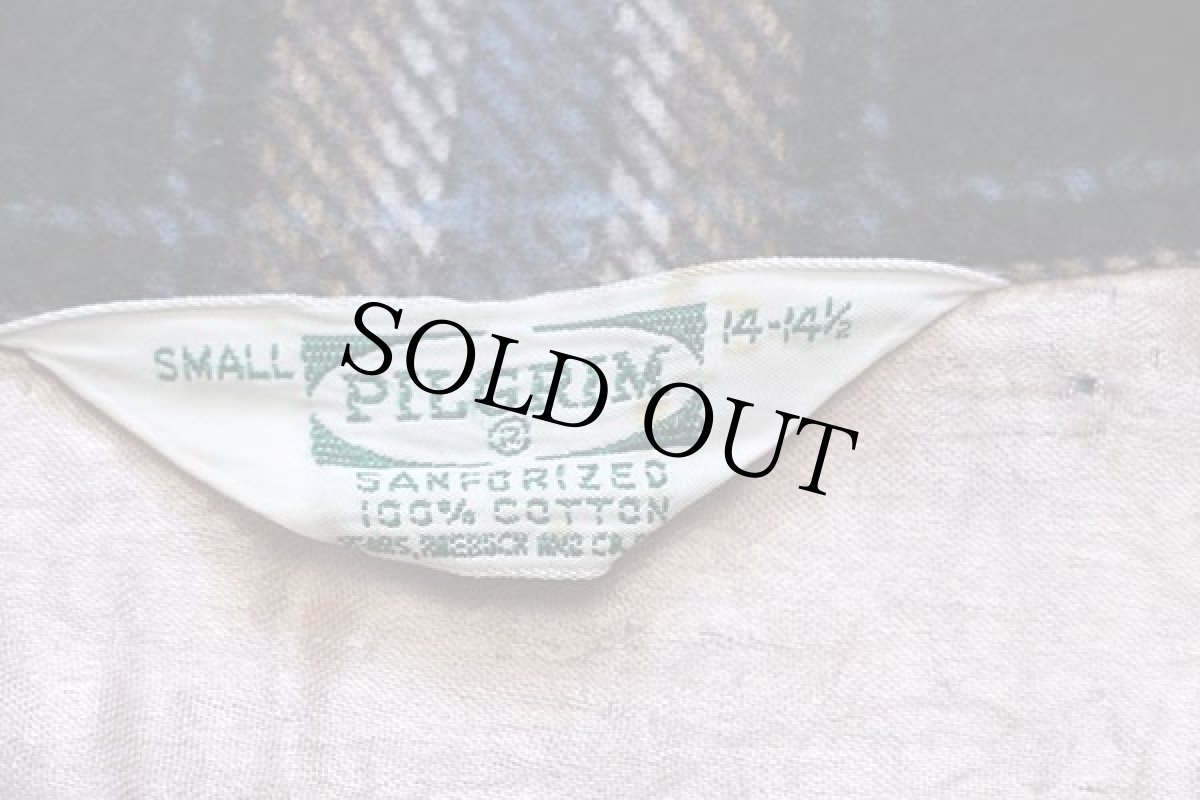 画像4: 60s SEARS PILGRIMピルグリム チェック コットン プリントネル オープンカラーシャツ S (4)