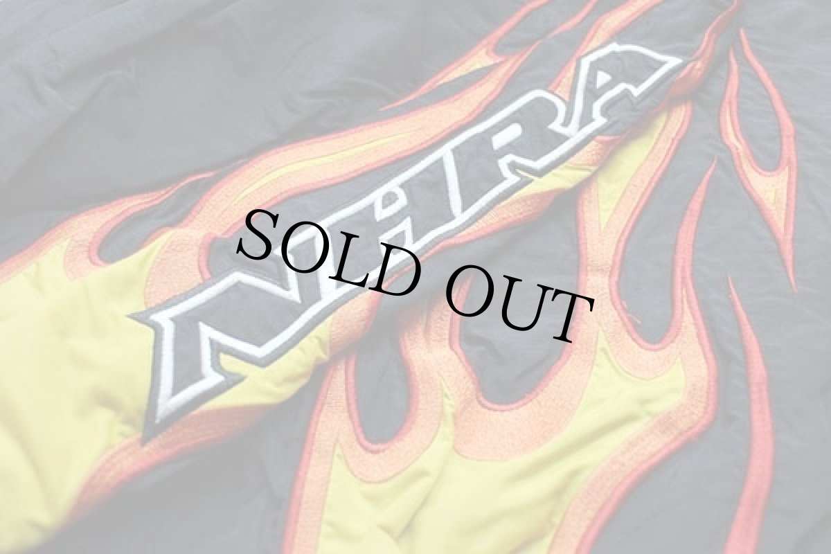 画像5: 90s NHRA CHAMPIONSHIP DRAG RACING フレイムス 刺繍 ナイロンジャケット 黒 XL★ファイヤーパターン (5)