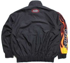 画像2: 90s NHRA CHAMPIONSHIP DRAG RACING フレイムス 刺繍 ナイロンジャケット 黒 XL★ファイヤーパターン (2)