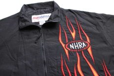 画像3: 90s NHRA CHAMPIONSHIP DRAG RACING フレイムス 刺繍 ナイロンジャケット 黒 XL★ファイヤーパターン (3)