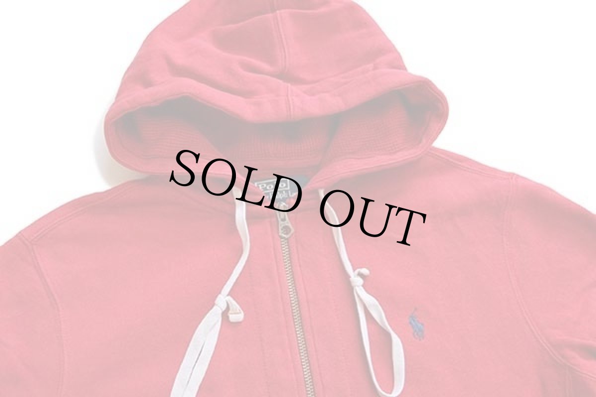 画像3: ポロ ラルフローレン ワンポイント フード裏サーマル スウェット ジップパーカー 赤 M (3)