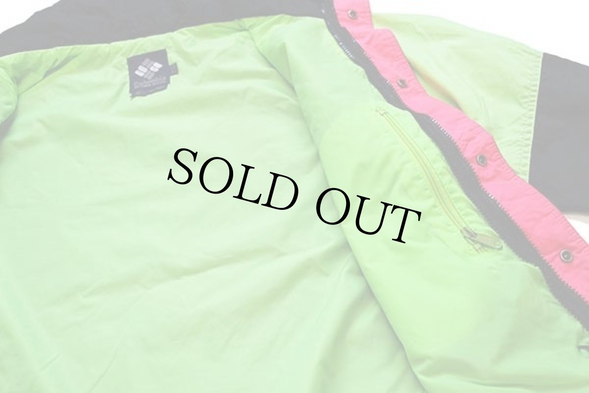 画像5: 90s Columbiaコロンビア Powder Keg マルチカラー 切り替え ナイロンジャケット 黒×蛍光 M (5)