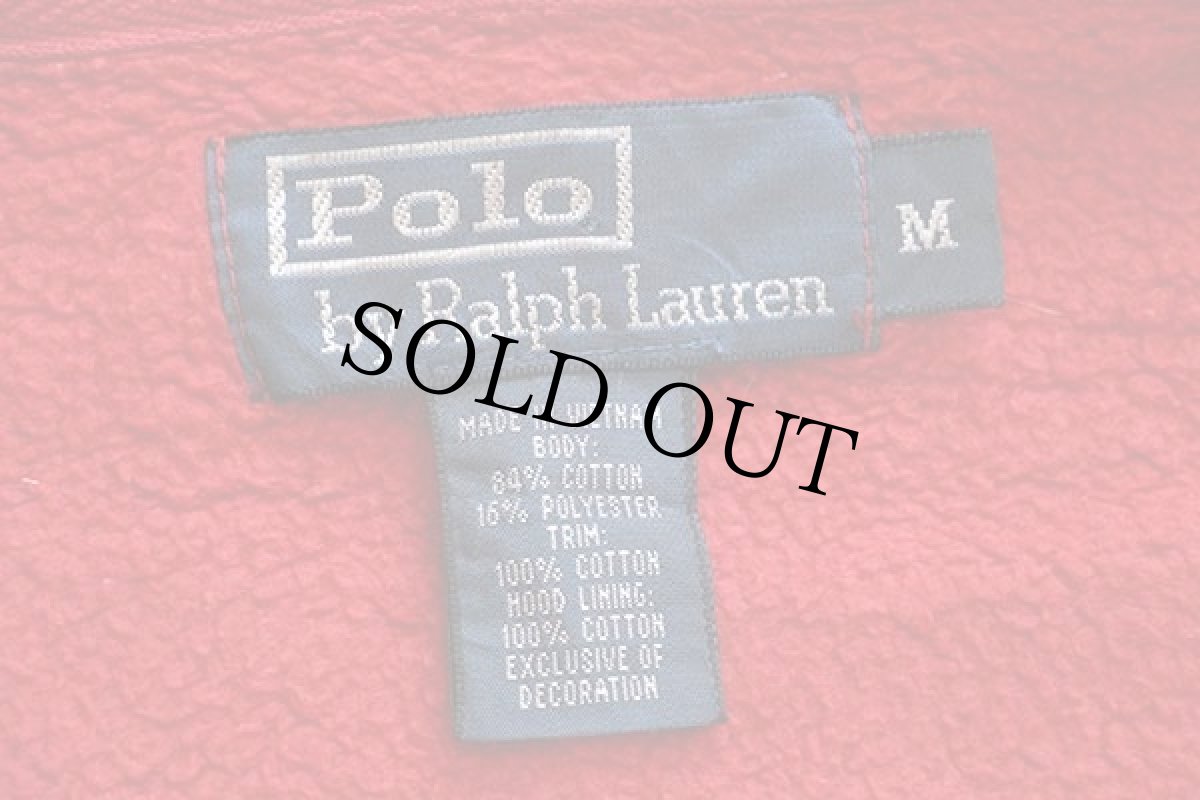 画像4: ポロ ラルフローレン ワンポイント フード裏サーマル スウェット ジップパーカー 赤 M (4)