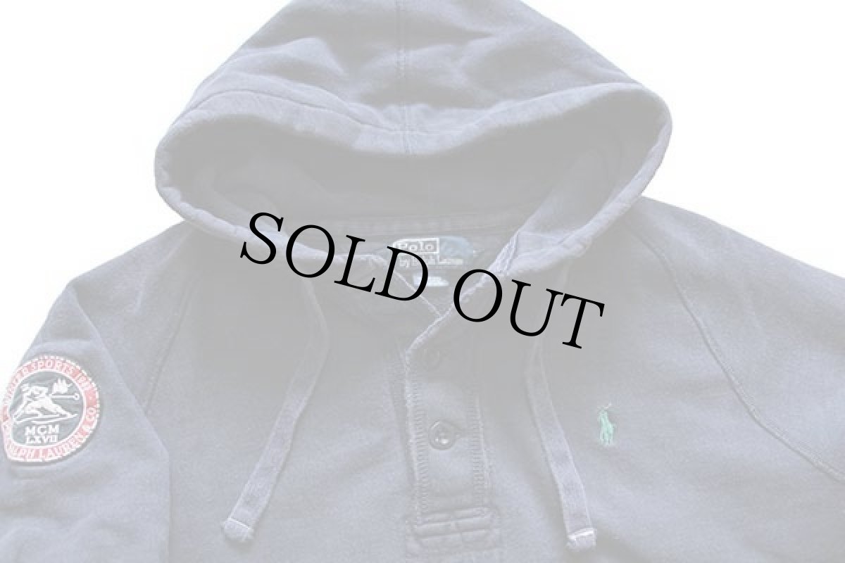 画像3: ポロ ラルフローレン パッチ付き ヘンリーネック スウェットパーカー 濃紺 L (3)