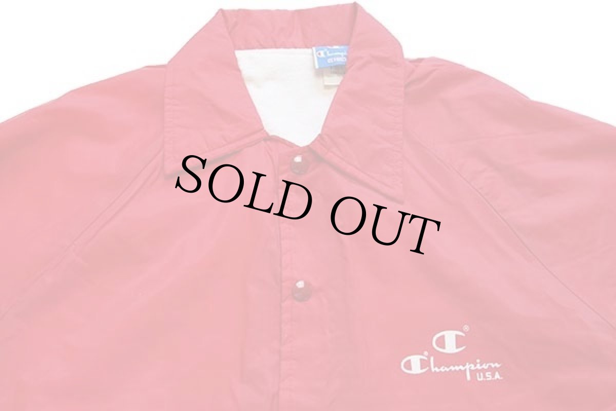 画像3: 90s USA製 Championチャンピオン スクリプト ロゴ ナイロン コーチジャケット 赤 M (3)