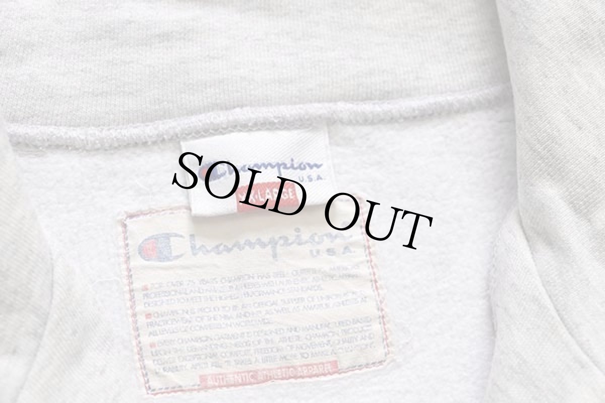 画像4: 90s イタリア製 Championチャンピオン ワンポイント スクリプト ロゴ刺繍 ハイネック フルジップ スウェット 杢ライトグレー XXL (4)