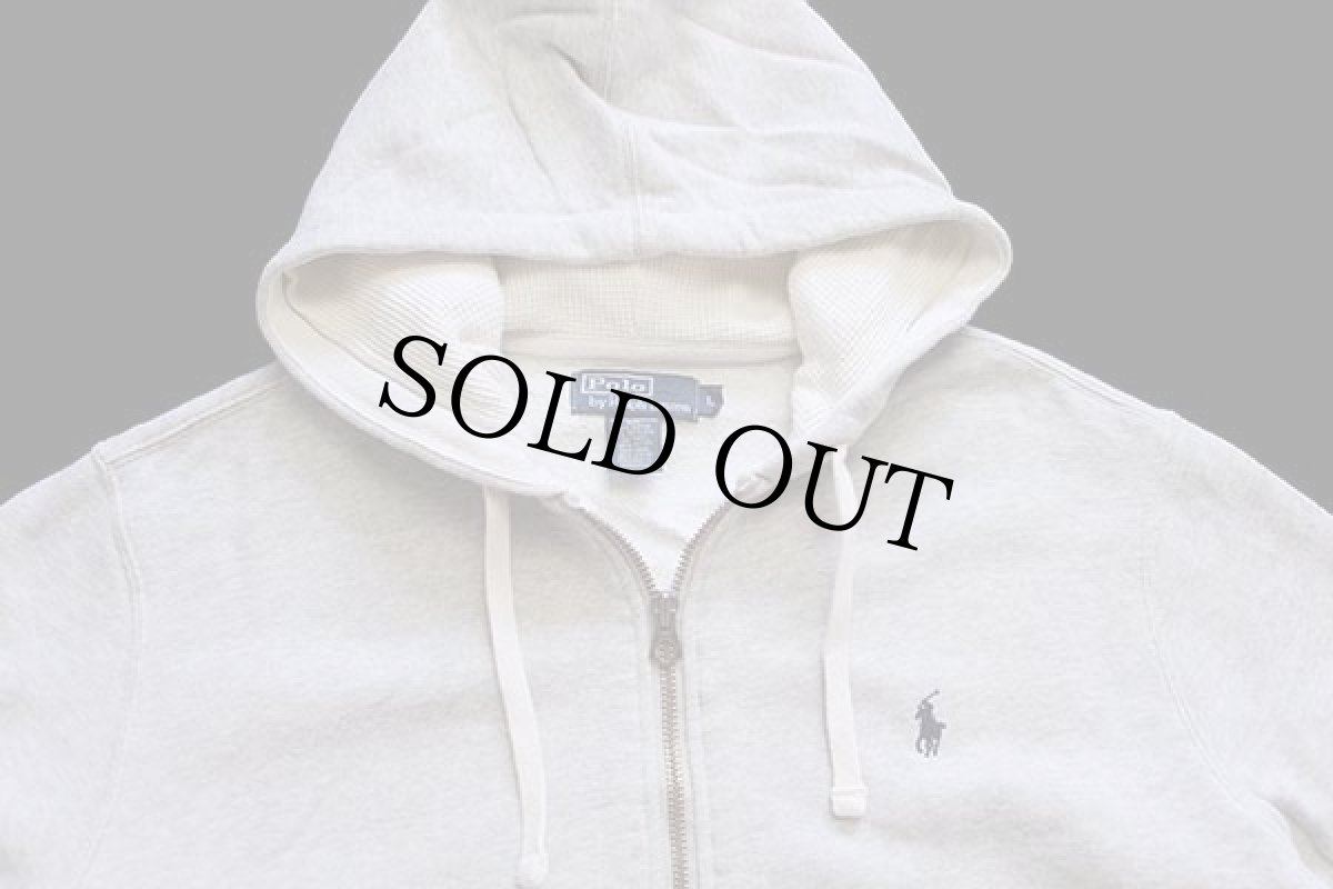 画像3: ポロ ラルフローレン ワンポイント フード裏サーマル スウェット ジップパーカー オートミール L (3)