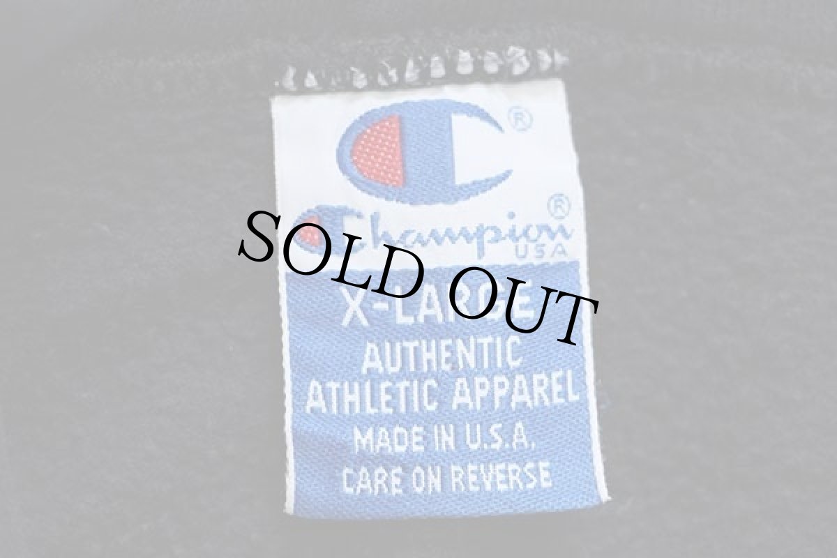 画像4: 90s USA製 Championチャンピオン ワンポイント スクリプト ロゴ刺繍 前V スウェットパーカー 黒 XL (4)