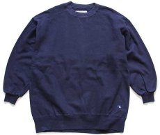 画像1: 90s USA製 L.L.Bean×RUSSELLラッセル 無地 前V スウェット 紺 XXL★ブランク (1)