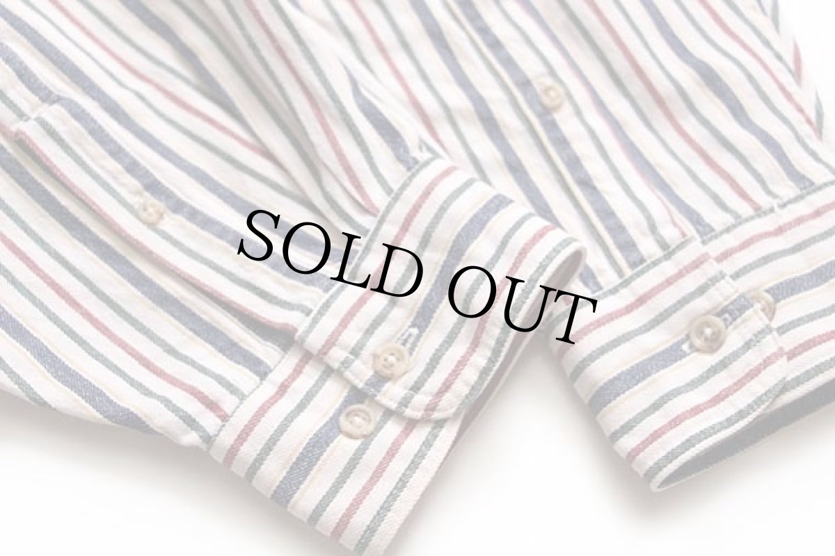 画像6: 90s USA製 LANDS'ENDランズエンド クレイジーストライプ ボタンダウン コットン ダンガリーシャツ XL (6)