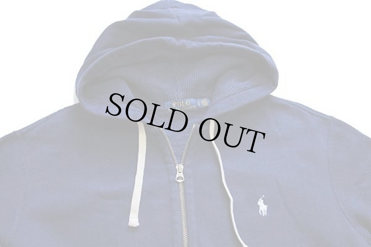 画像3: ポロ ラルフローレン ワンポイント フード裏サーマル スウェット ジップパーカー 紺 L (3)