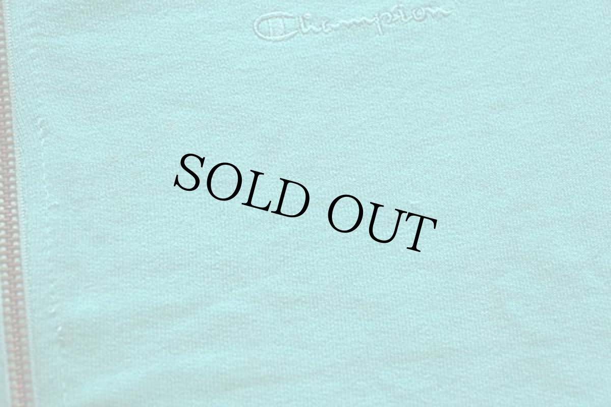 画像7: デッドストック★90s Championチャンピオン ワンポイント スクリプト ロゴ刺繍 モックネック フルジップ スウェット エメラルドグリーン L (7)