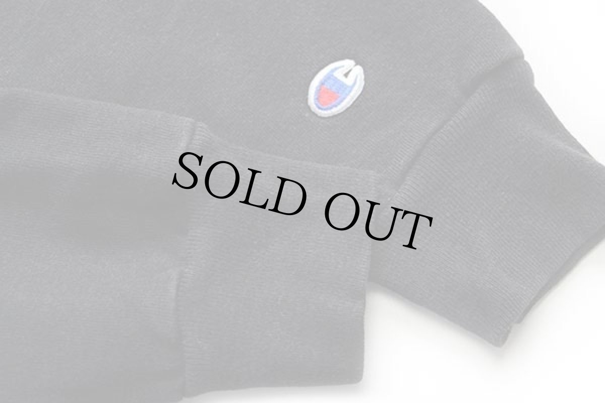 画像5: 90s USA製 Championチャンピオン ワンポイント スクリプト ロゴ刺繍 前V スウェットパーカー 黒 XL (5)