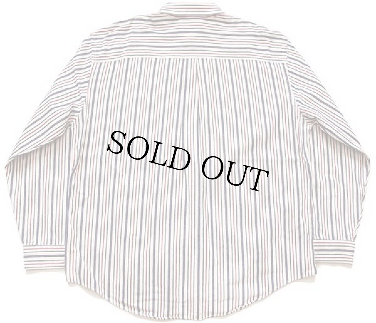 画像2: 90s USA製 LANDS'ENDランズエンド クレイジーストライプ ボタンダウン コットン ダンガリーシャツ XL (2)