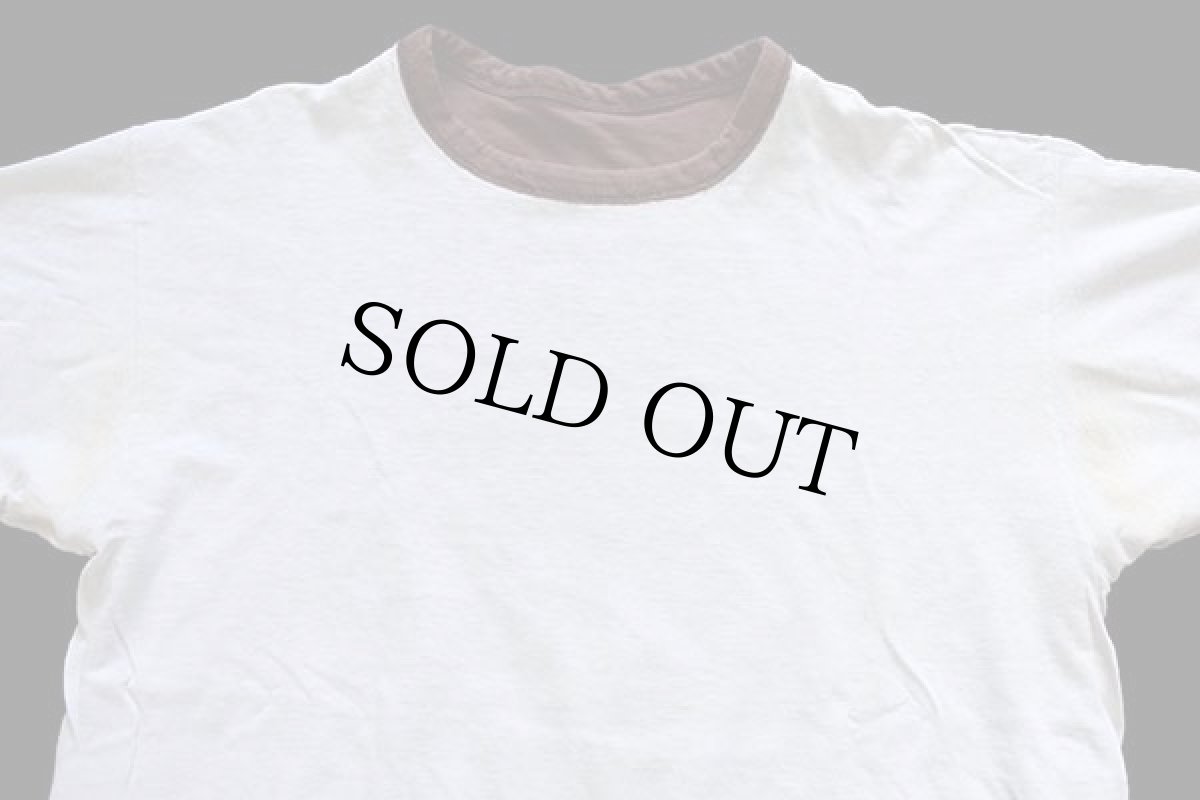 画像10: 80s USA製 Championチャンピオン ST.FRANCIS ひび割れプリント×ステンシル コットン リバーシブルTシャツ 茶×白 M (10)