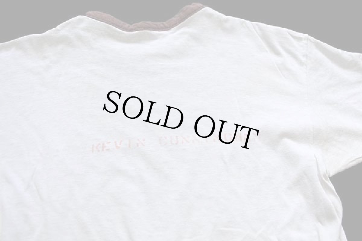 画像9: 80s USA製 Championチャンピオン ST.FRANCIS ひび割れプリント×ステンシル コットン リバーシブルTシャツ 茶×白 M (9)