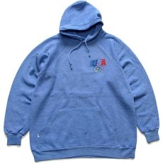 画像1: 80s Levi'sリーバイス USA OLYMPICオリンピック スウェットパーカー 杢ブルー L★フーディー (1)