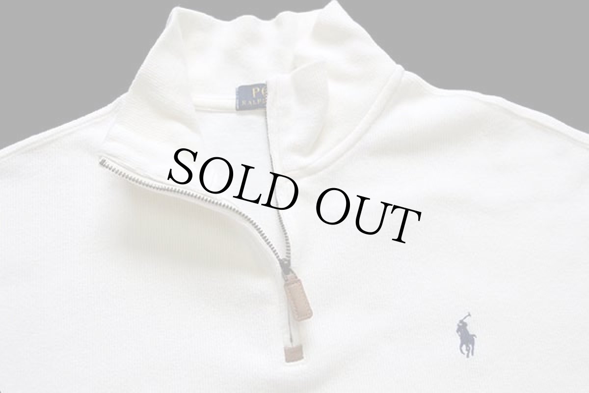 画像3: ポロ ラルフローレン ワンポイント ハイネック ハーフジップ コットン ニット スウェット アイボリー L (3)