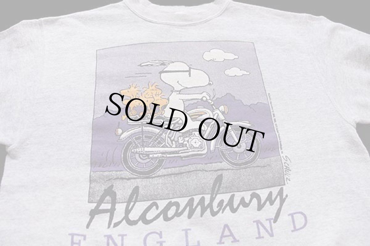 画像3: 90s USA製 スヌーピー ウッドストック バイク Alconbury ENGLAND スウェット 杢ライトグレー L (3)
