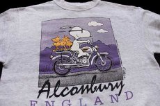 画像3: 90s USA製 スヌーピー ウッドストック バイク Alconbury ENGLAND スウェット 杢ライトグレー L (3)