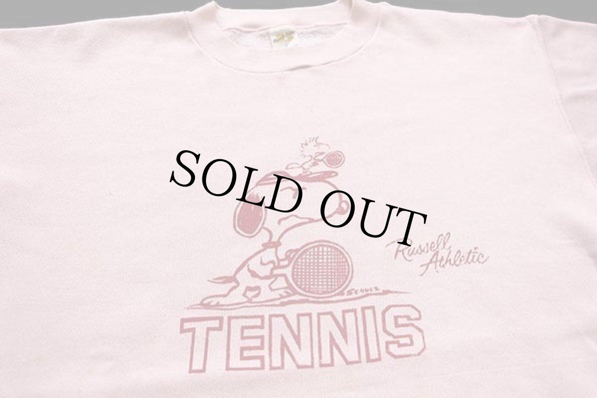 画像3: 70s USA製 RUSSELLラッセル スヌーピー ウッドストック TENNIS スウェット ピンク L (3)