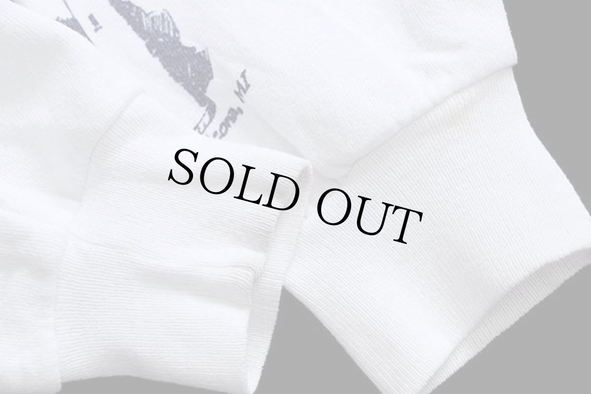 画像7: 00s USA製 MICHIGAN RAGミシガンラグ 灯台 総柄 アート スウェット 白 L (7)