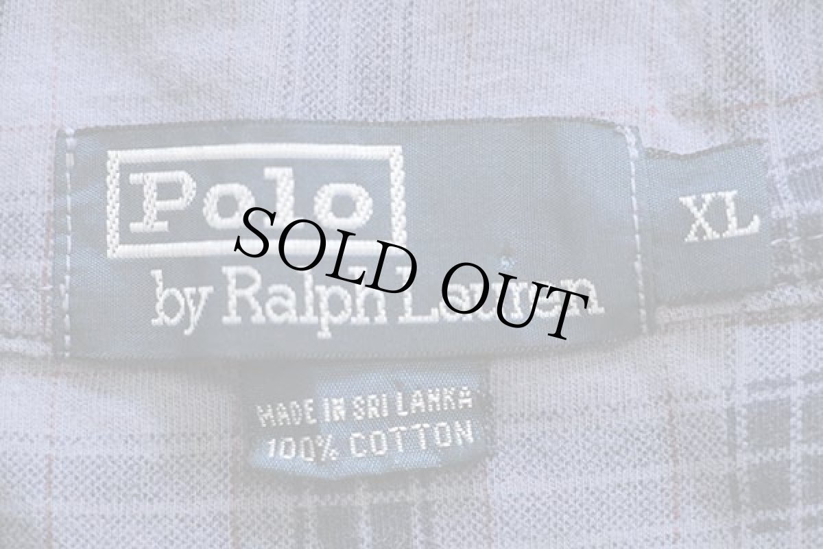 画像4: 00s ポロ ラルフローレン タータンチェック コットン ポロシャツ ナス紺 XL (4)