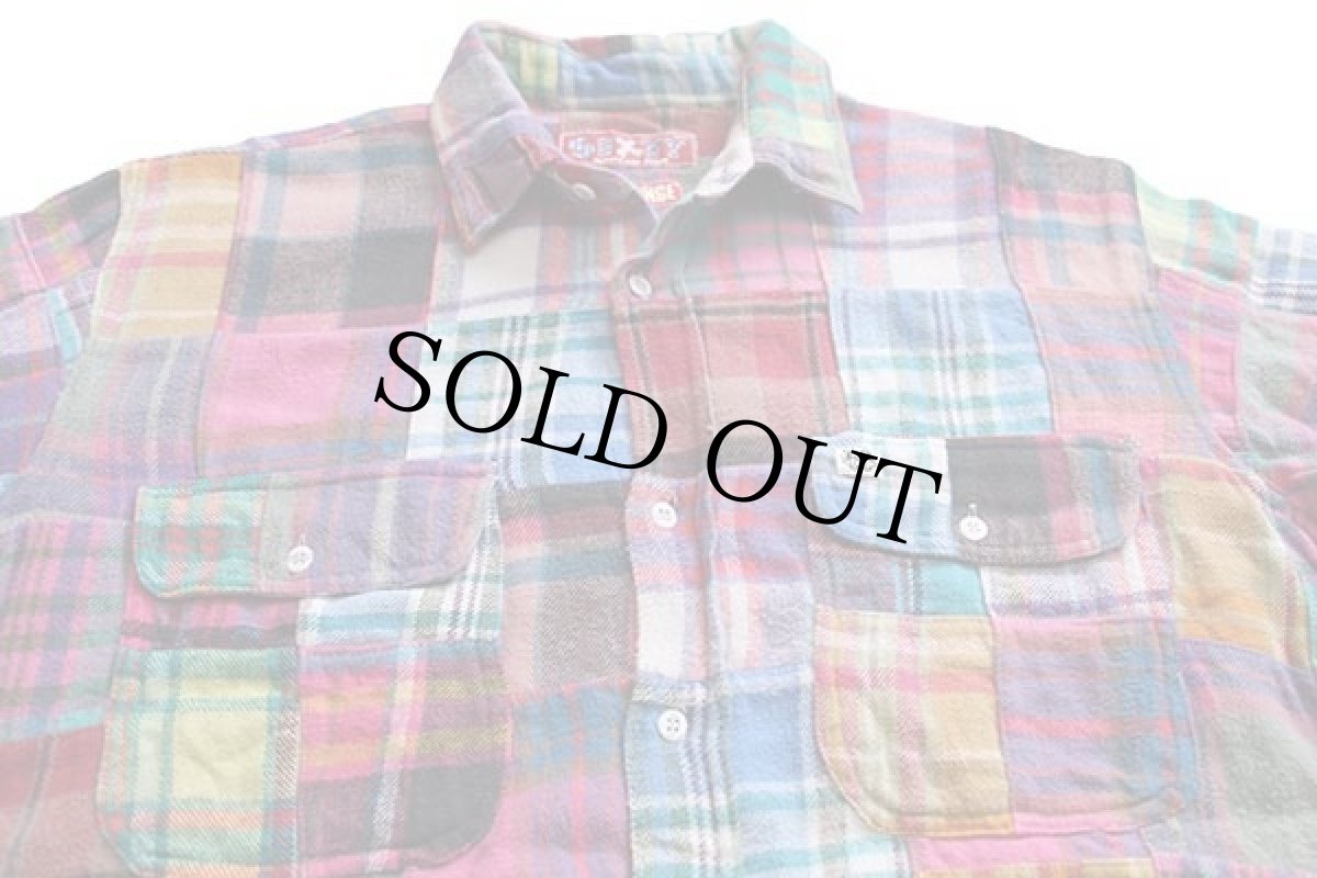 画像3: 90s SIXTY チェック パッチワーク コットン フランネルシャツ (3)