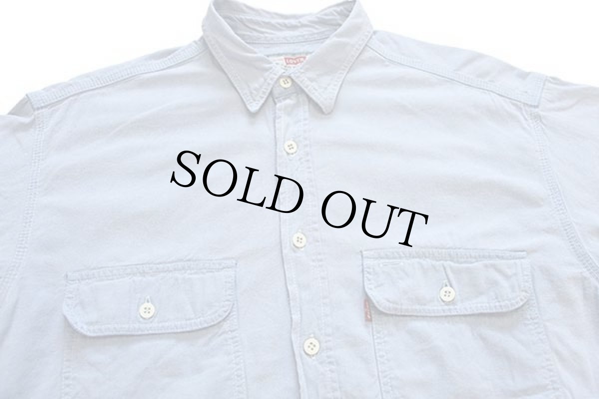 画像3: 90s Levi'sリーバイス カラーデニム ワークシャツ スカイブルー L (3)