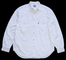 画像1: 90s ポルトガル製 Levi'sリーバイス ホワイトデニム ウエスタンシャツ L★ユーロ (1)