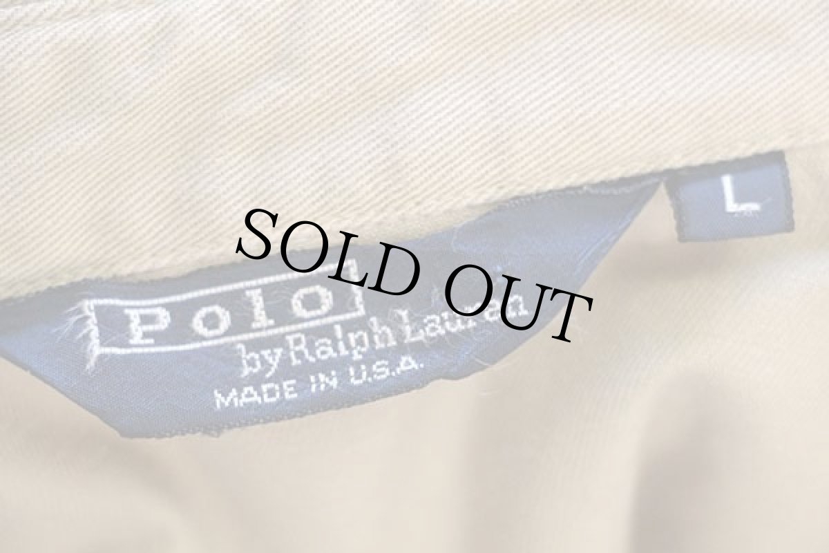 画像4: 80s USA製 ポロ ラルフローレン ワンポイント チンスト付き コットンジャケット カーキ L (4)