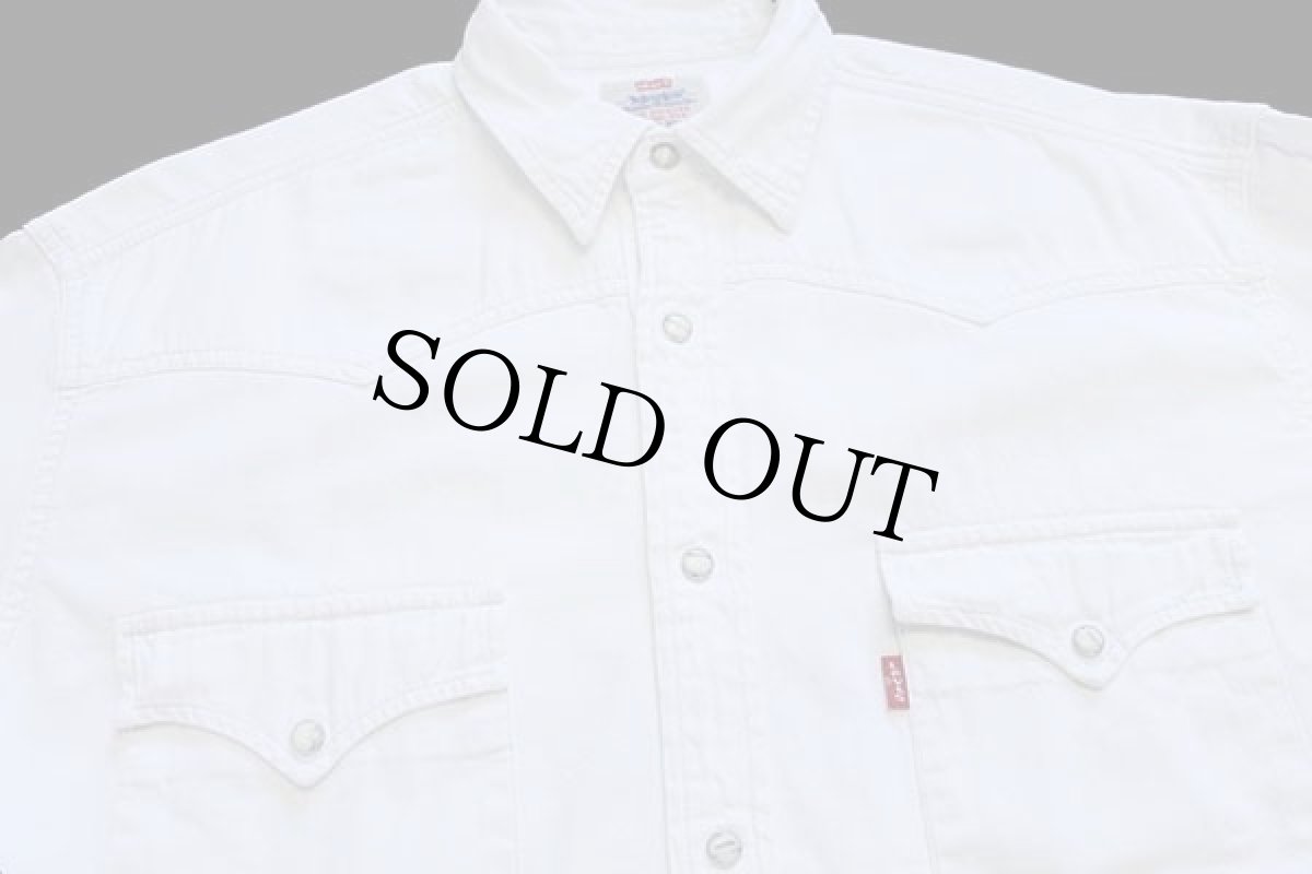 画像3: 90s ポルトガル製 Levi'sリーバイス ホワイトデニム ウエスタンシャツ L★ユーロ (3)