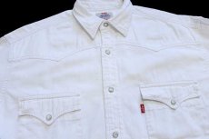 画像3: 90s ポルトガル製 Levi'sリーバイス ホワイトデニム ウエスタンシャツ L★ユーロ (3)