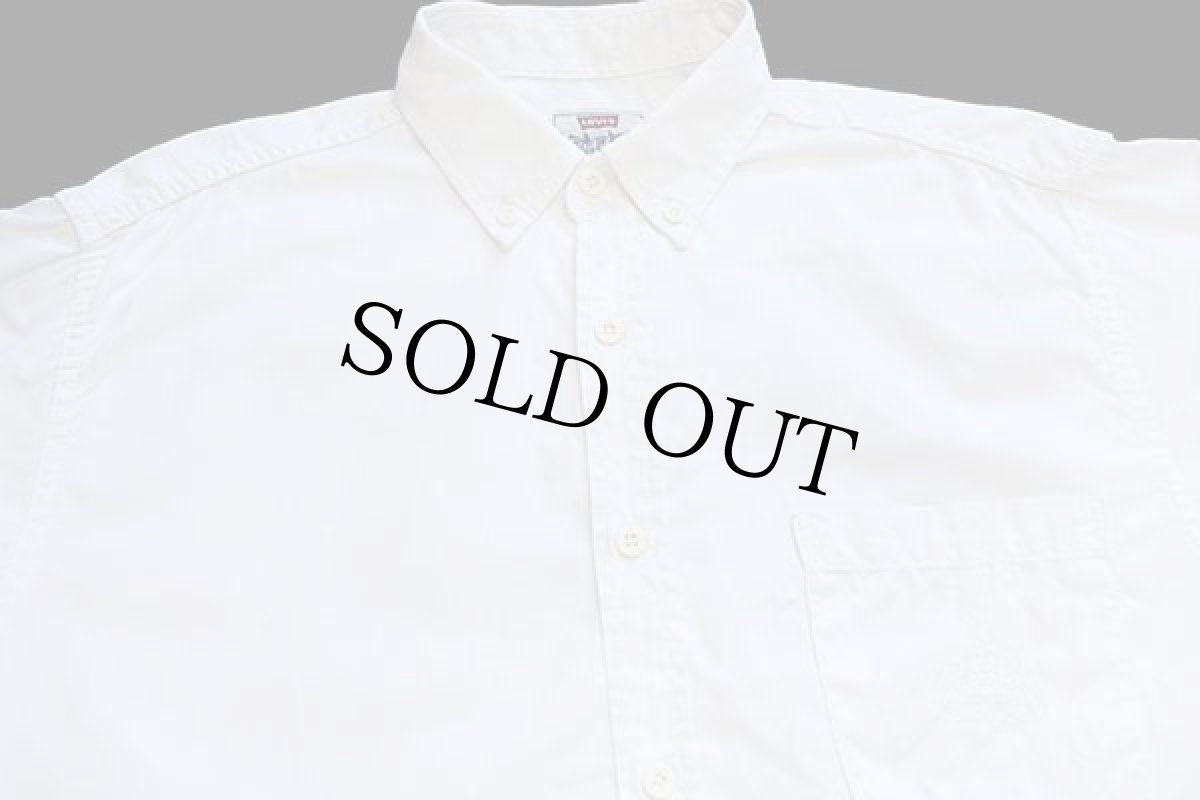 画像3: 90s Levi'sリーバイス ロゴ刺繍 ボタンダウン コットンシャツ 白 M★ユーロ (3)