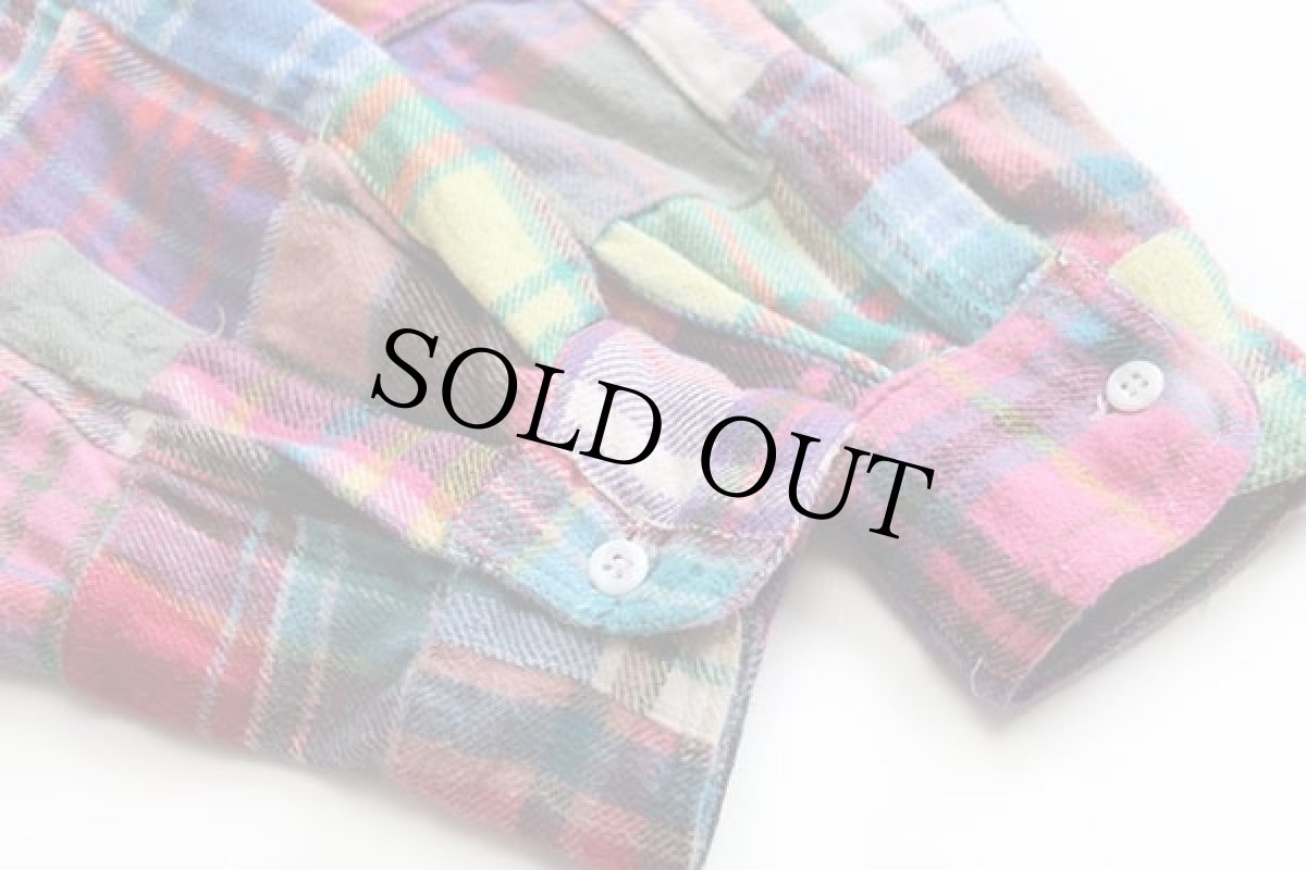 画像6: 90s SIXTY チェック パッチワーク コットン フランネルシャツ (6)