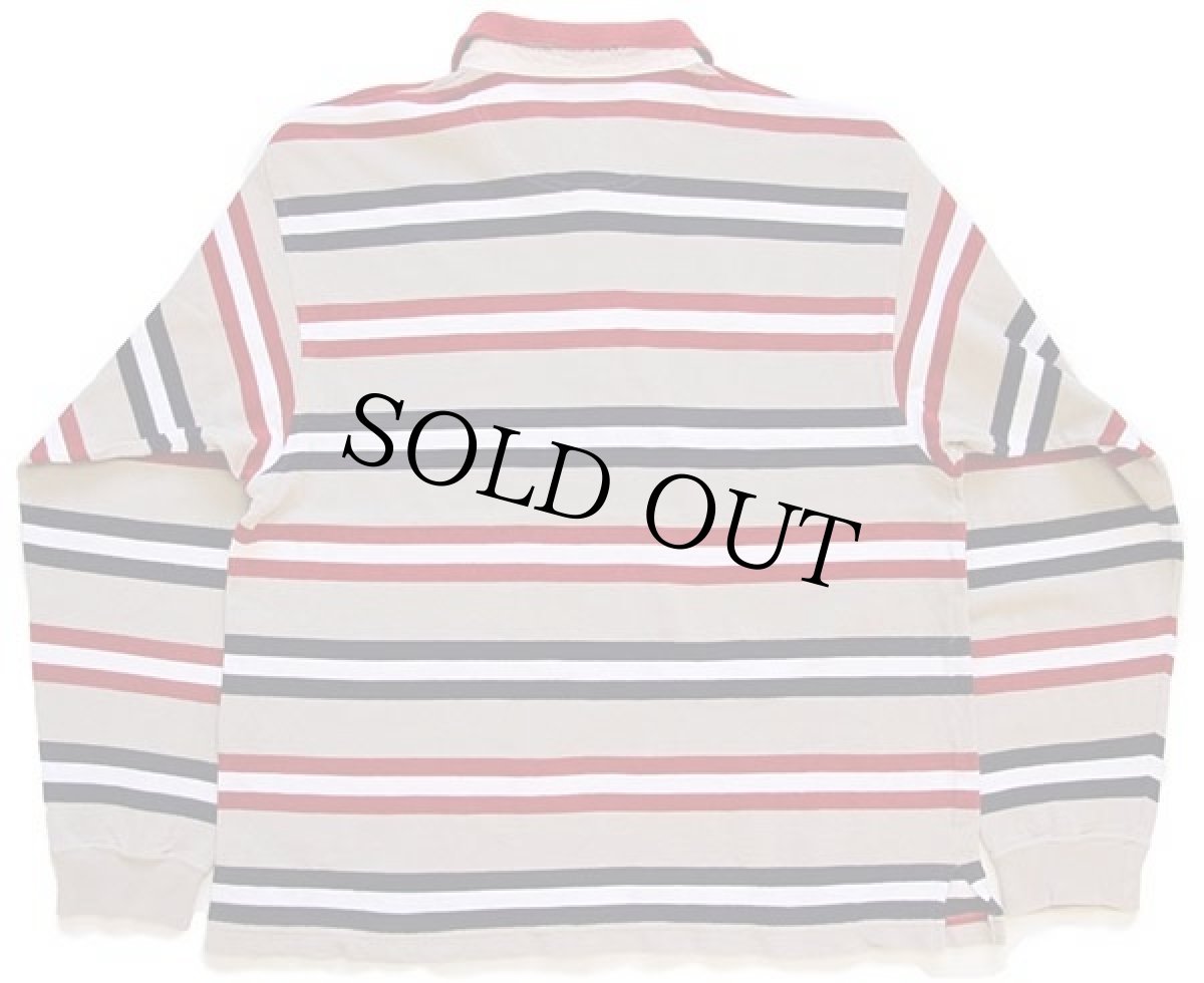 画像2: 00s LACOSTEラコステ マルチボーダー コットン 鹿の子 長袖ポロシャツ L (2)