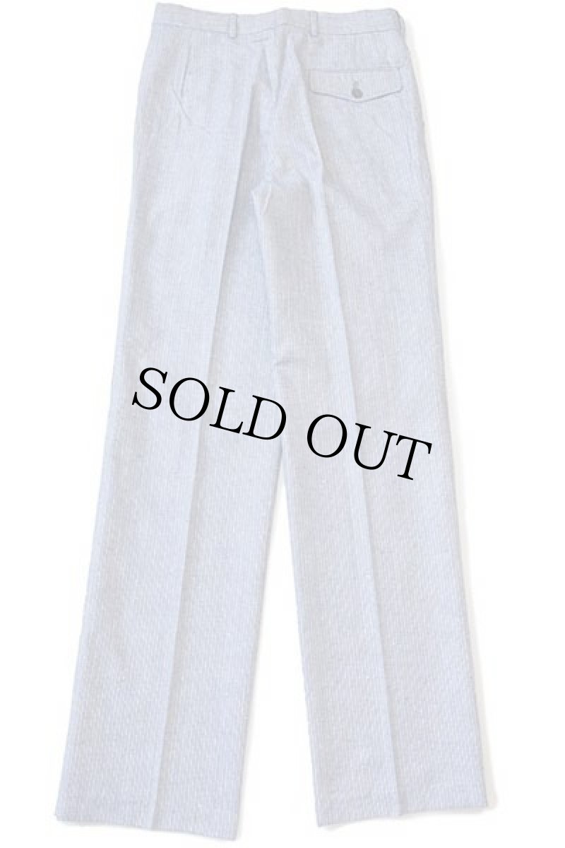 画像3: デッドストック★イタリア製 New Conf ストライプ ネップ入り ツータック ポリエステル×リネン スラックス パンツ 44 (3)