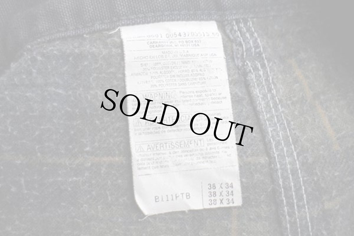 画像6: 00s USA製 carharttカーハート チェック ネルライナー ダック地 ペインターパンツ ペトロールブルー w38 (6)