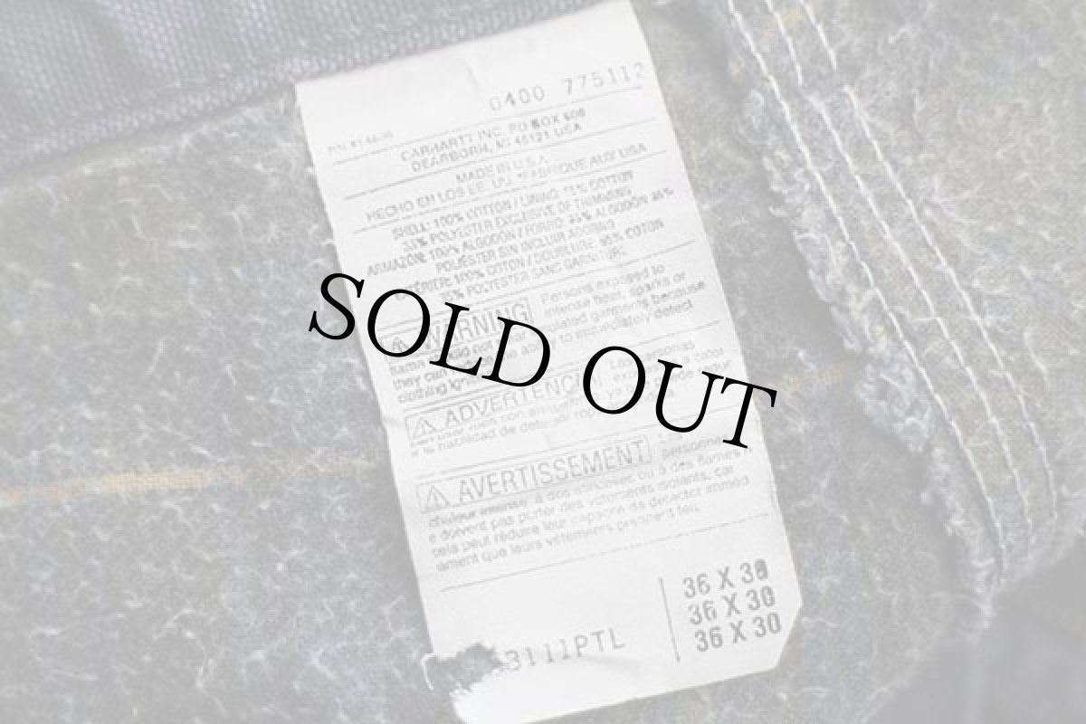 画像6: 00s USA製 carharttカーハート チェック ネルライナー ダック地 ペインターパンツ ナス紺 w36 L30 (6)