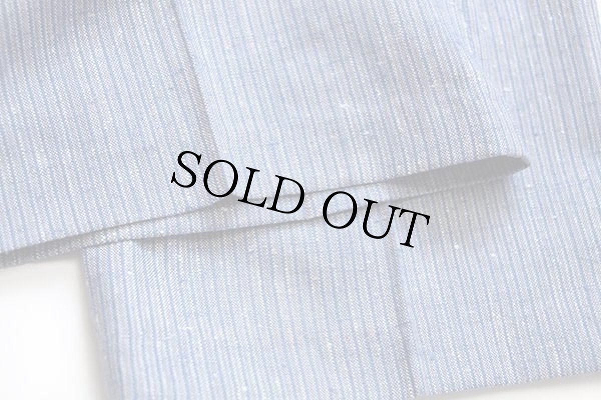 画像7: デッドストック★イタリア製 New Conf ストライプ ネップ入り ツータック ポリエステル×リネン スラックス パンツ 44 (7)