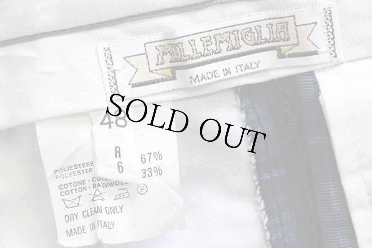 画像6: イタリア製 MILLEMIGLIA タータンチェック ワンタック ポリエステル×コットン スラックス パンツ 48 (6)