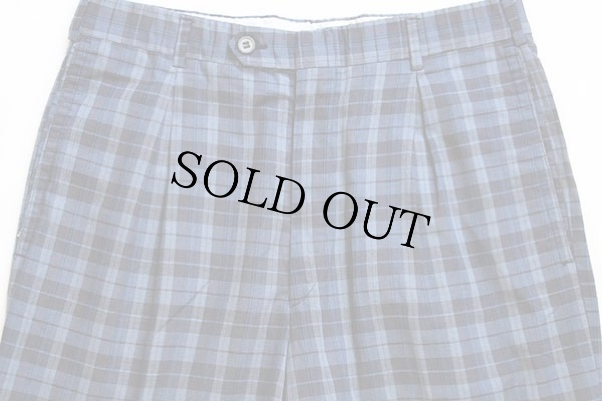 画像4: イタリア製 MILLEMIGLIA タータンチェック ワンタック ポリエステル×コットン スラックス パンツ 48 (4)