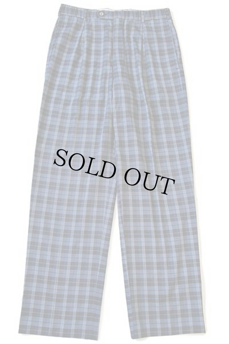画像2: イタリア製 MILLEMIGLIA タータンチェック ワンタック ポリエステル×コットン スラックス パンツ 48 (2)