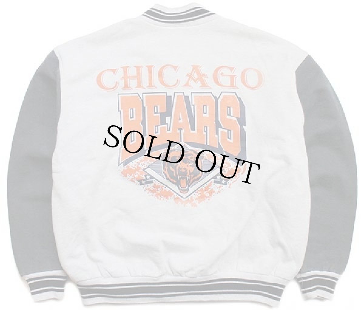 画像2: 90s NFL CHICAGO BEARS 両面プリント リブライン ツートン 切り替え スウェット スタジャン 杢ライトグレー×黒 XL (2)