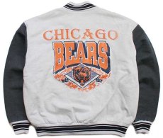 画像2: 90s NFL CHICAGO BEARS 両面プリント リブライン ツートン 切り替え スウェット スタジャン 杢ライトグレー×黒 XL (2)