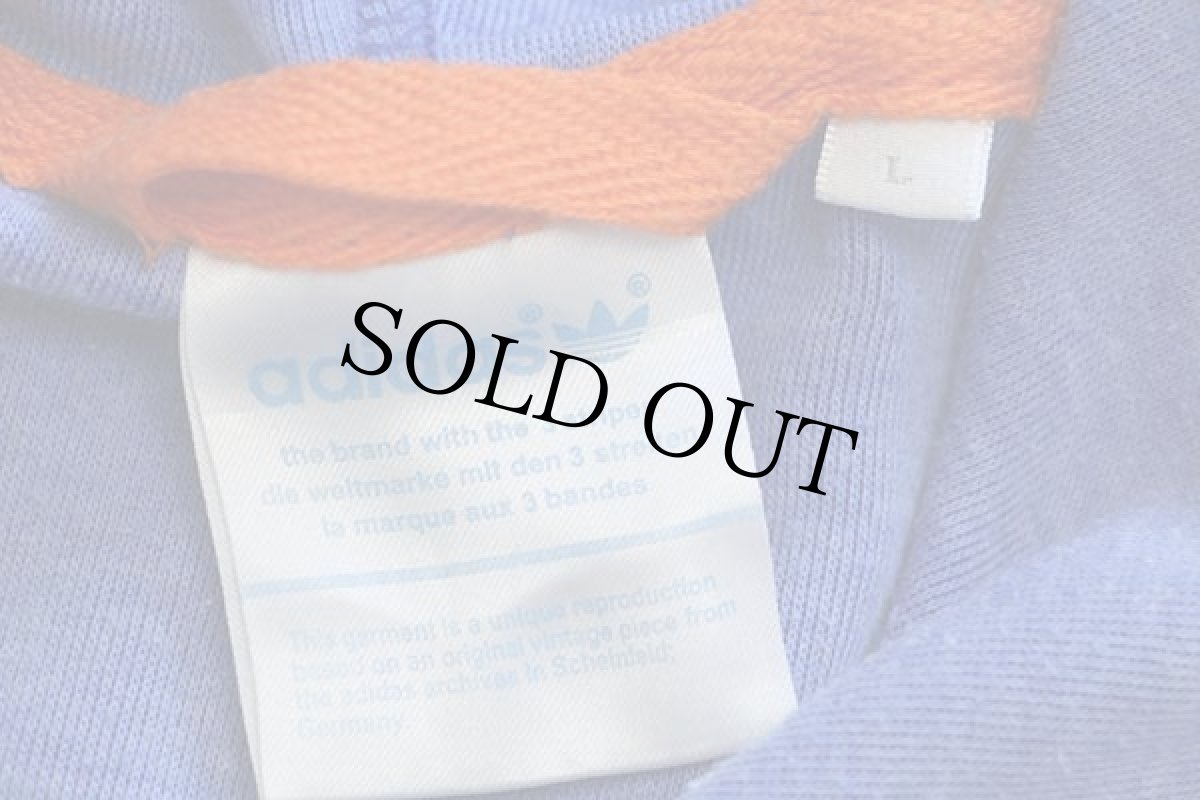 画像4: 00s adidasアディダス トレフォイル ビッグロゴ フェルトプリント トラックジャケット パーカー 青×オレンジ L★ジャージ (4)