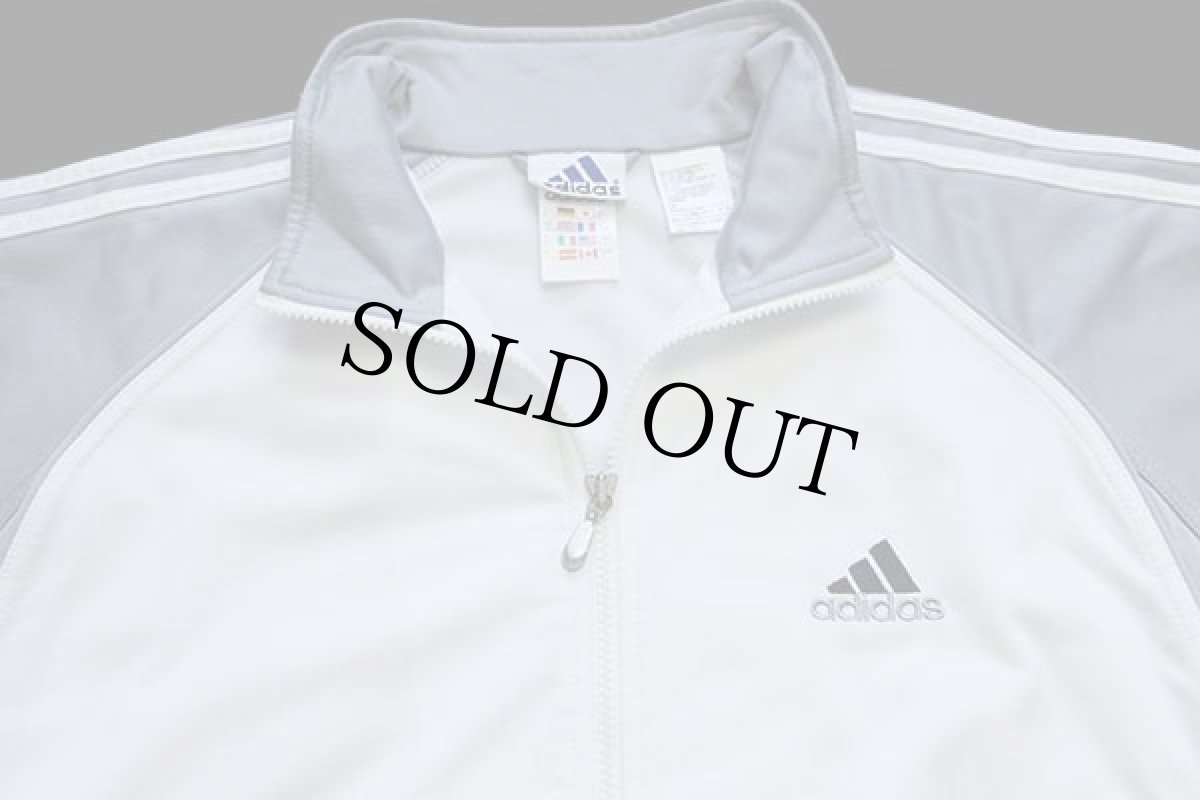 画像3: 00s adidasアディダス パフォーマンス ロゴ刺繍 ツートン 切り替え トラックジャケット 白×グレー L★ジャージ (3)