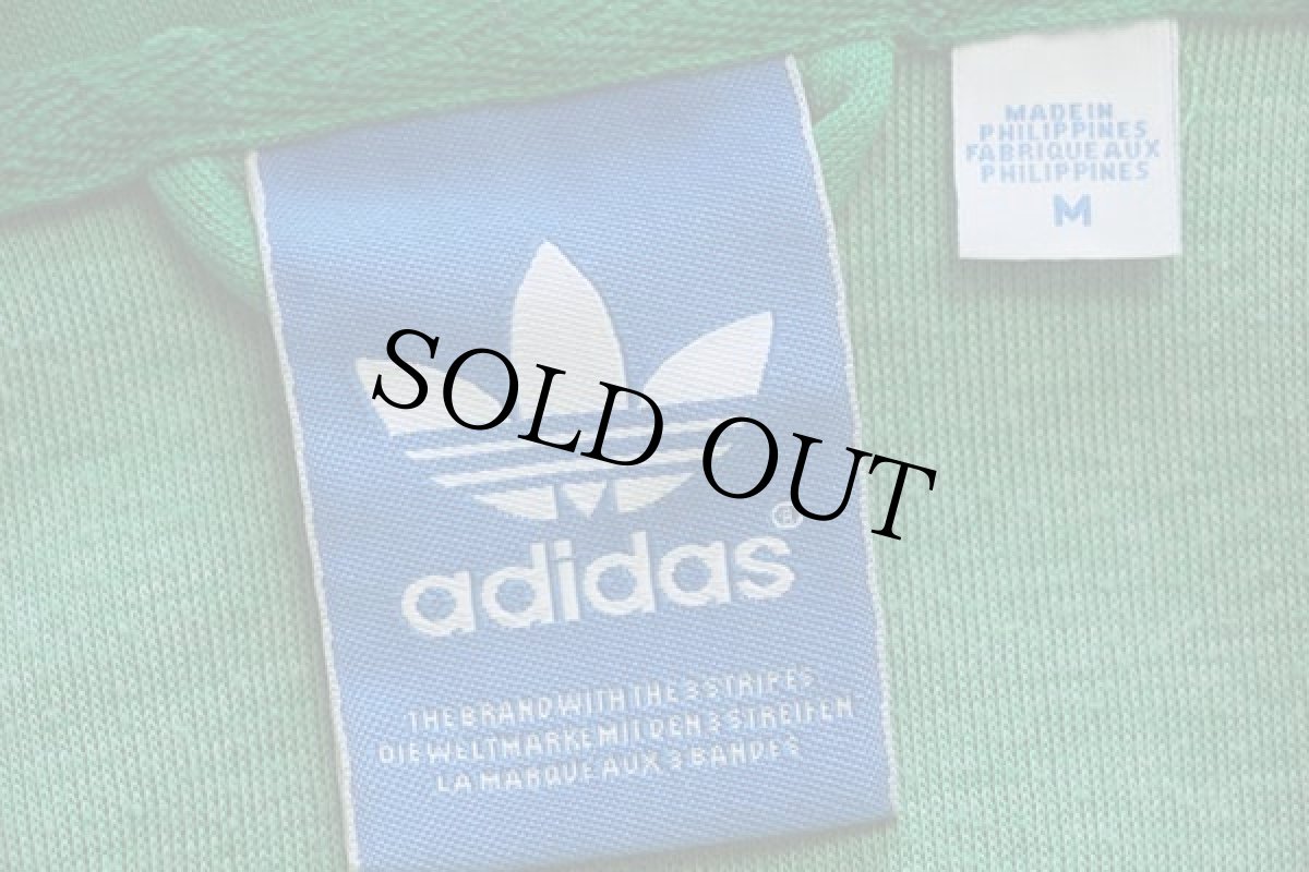 画像4: adidasアディダス トレフォイル ビッグロゴ フェルトプリント トラックジャケット パーカー 緑×白 M★ジャージ (4)