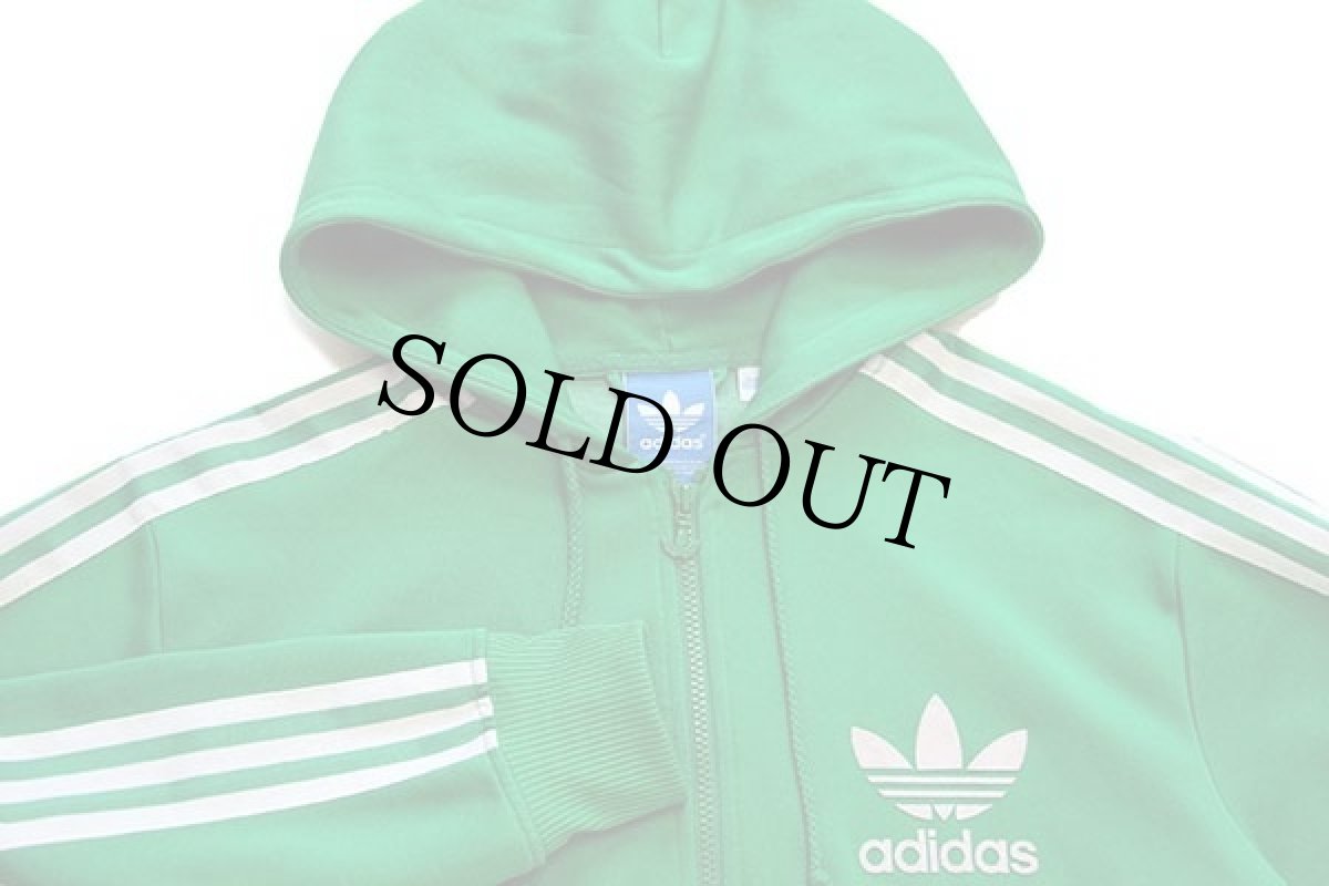 画像3: adidasアディダス トレフォイル ビッグロゴ フェルトプリント トラックジャケット パーカー 緑×白 M★ジャージ (3)